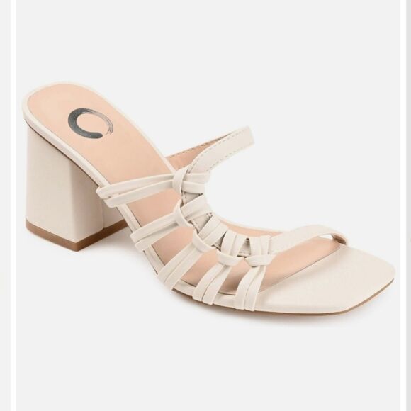 New Emory Journee Collection sleek slip-on style soft vegan leather ivory heel 7 - Picture 8 of 9